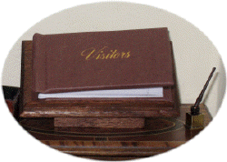 St, Hilary's guest book is provided for us by Dateman  Books  and the pen and ink pot by Danny Shotton