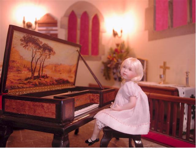 Phoebe has been practising on her spinet for many hours as she has been so anxious to play well at Hilary's memorial service.